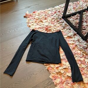Brandy Melville Black Off-Shoulder Long Sleeve Top
